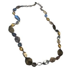 Gucci Gold Tone Long Chain Necklace With Stones